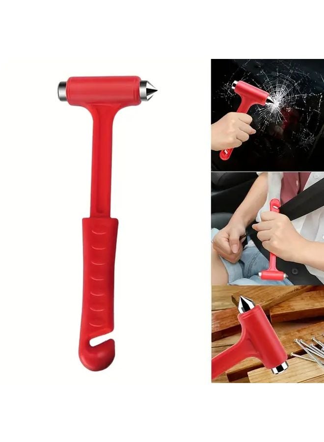 Red Emergency Car Safety Hammer with Seat Belt Cutter and Window Breaker 1pc - Image 3
